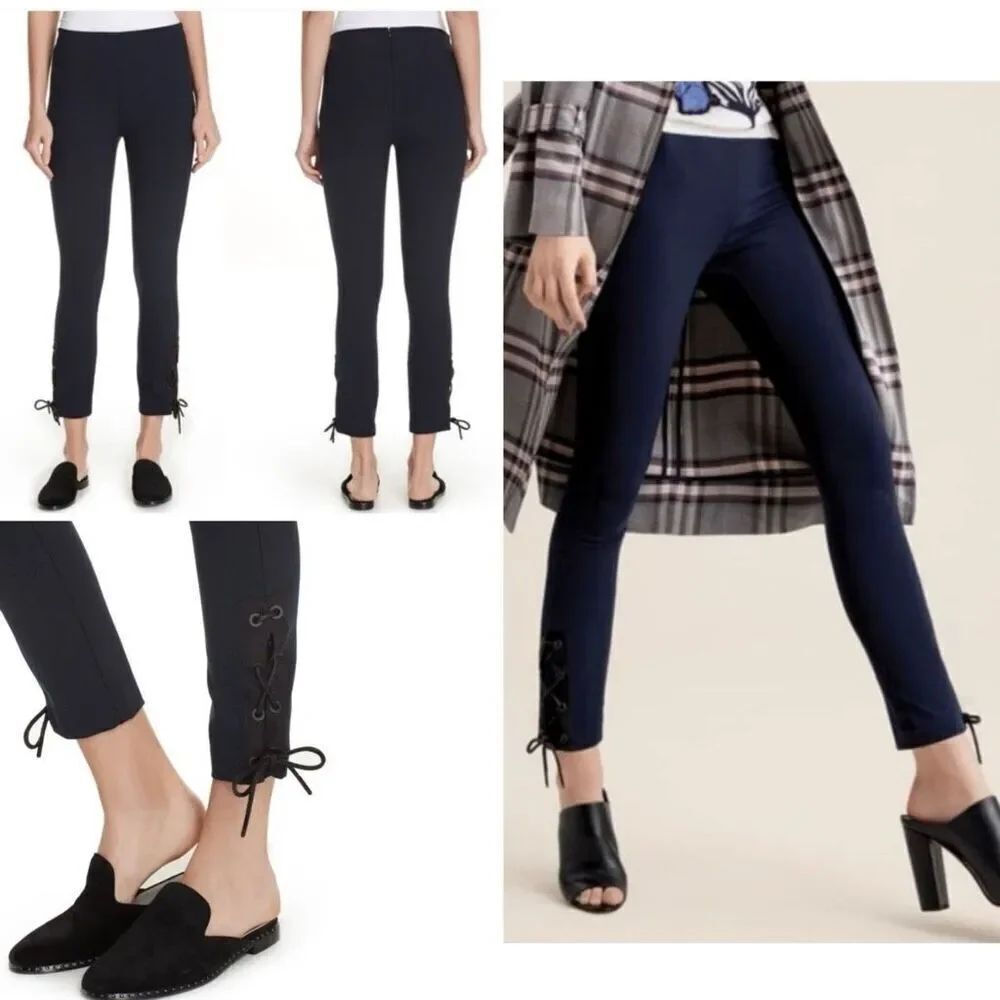 Rag & Bone Simone cropped pants in navy blue with a lace-up ankle detail size 8